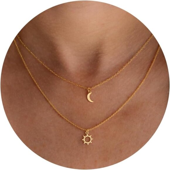 ⚡14K Gold Plated Sun Moon Sunlight Evil Eye Infinity Italian Horn Softball - Picture 1 of 6